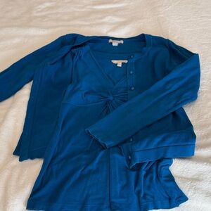 Banana Republic peacock Blue Sleeveless Shell and Cardigan